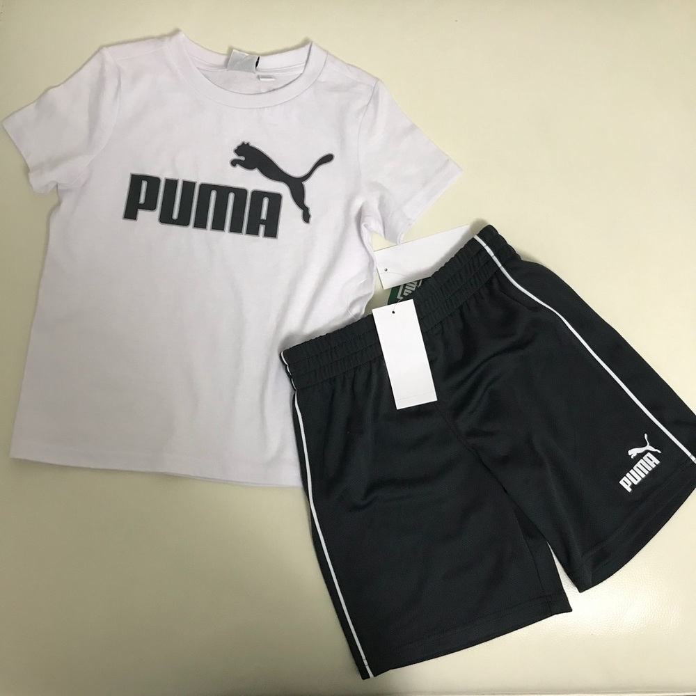 Puma boy shorts top outfit